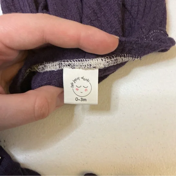 Handmade 2 Sweet Cheeks Waffle Knit Set 0-3M Purple Lounge Outfit - Picture 5 of 11